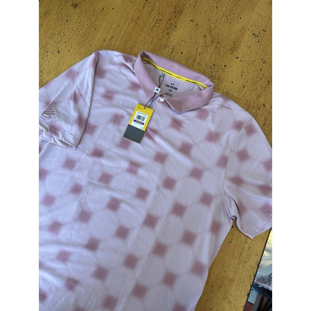 New Under Armour Steph Curry AOP Printed Fitted Golf Polo Shirt Men's Xxl